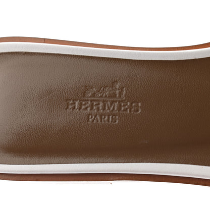 Hermes Box Calfskin Oran Sandals 36 White 6 of 8