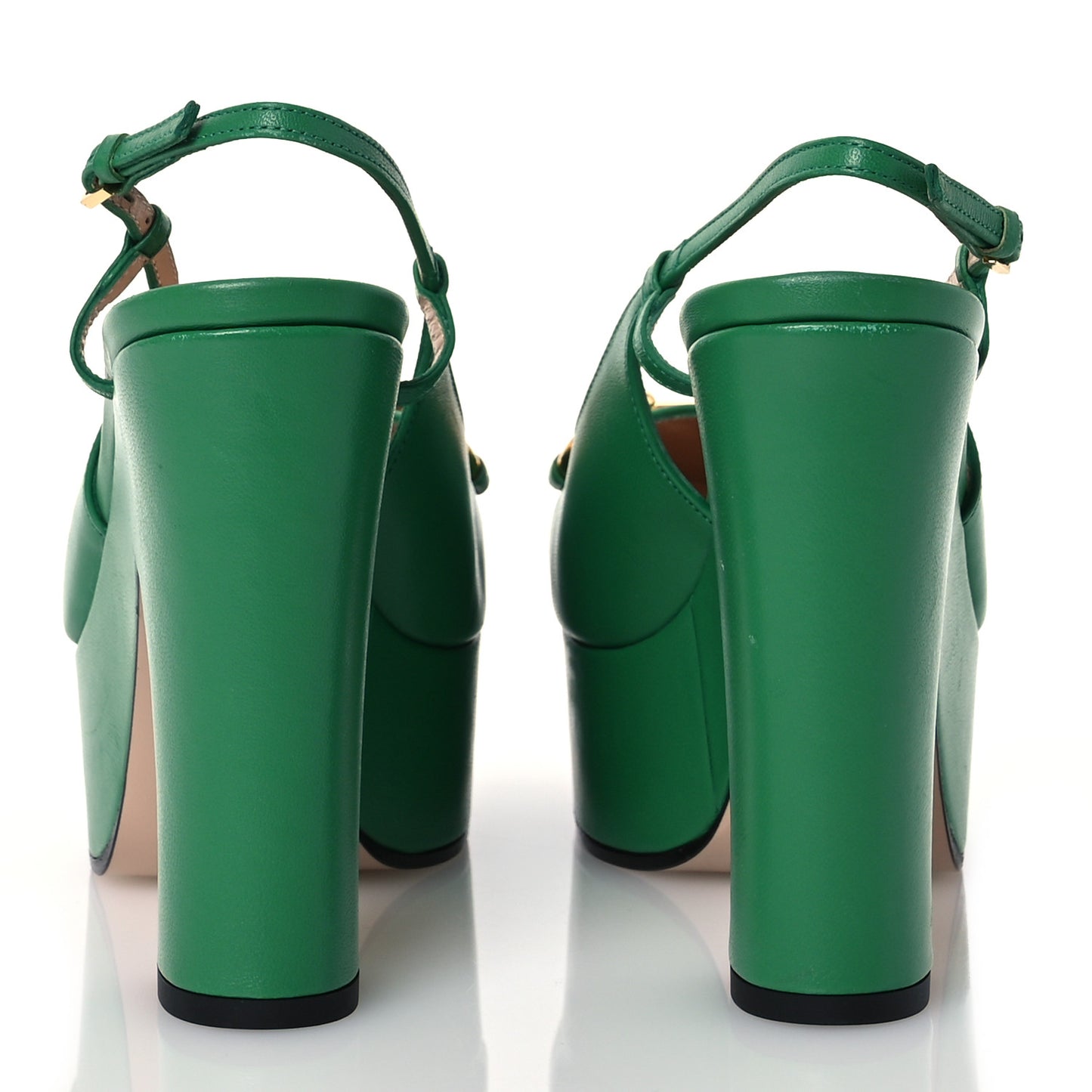 Nappa Horsebit Platform 35/120mm Slingback Pumps 38 New Shamrock