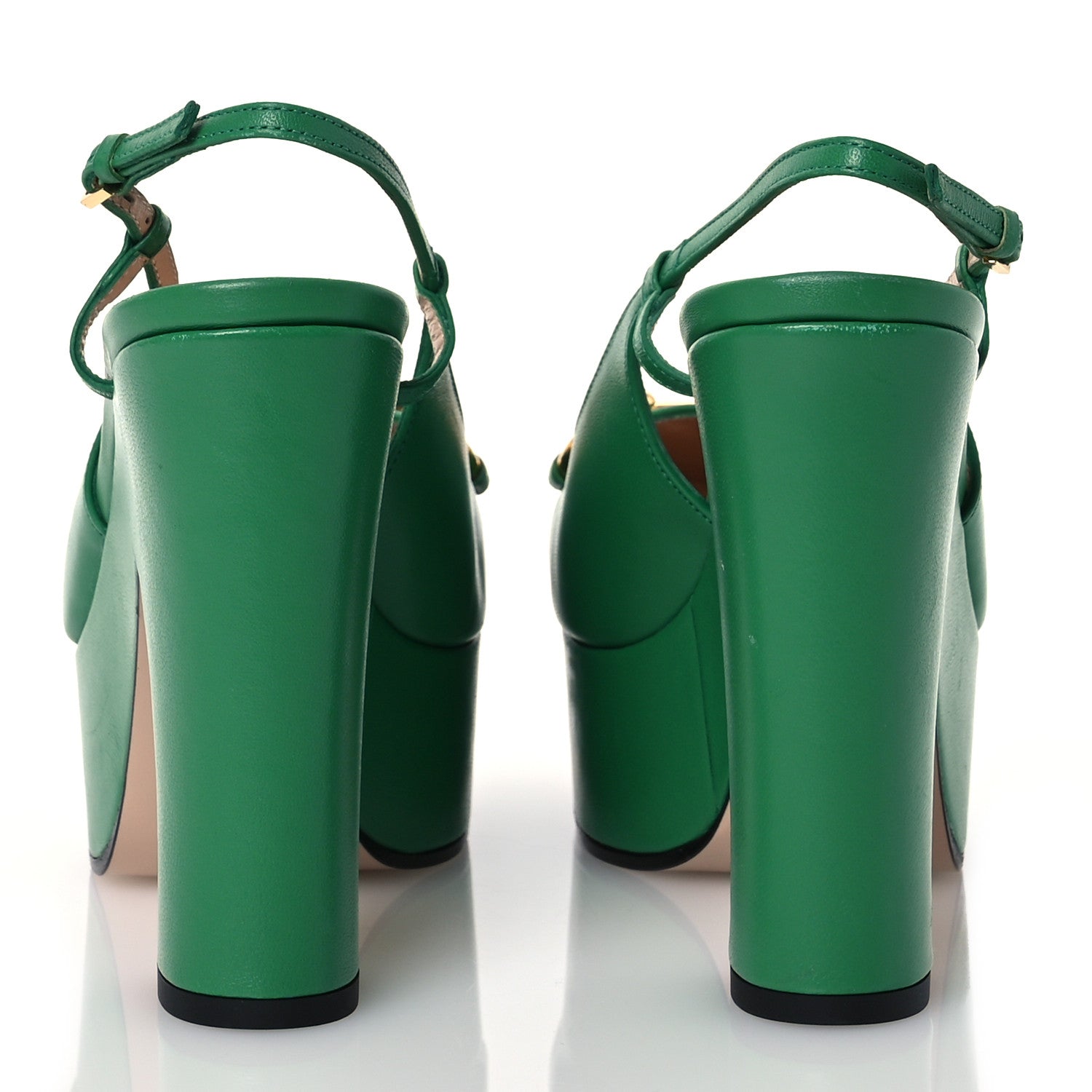 Gucci Nappa Horsebit Platform 35/120mm Slingback Pumps 38 New Shamrock 5 of 14