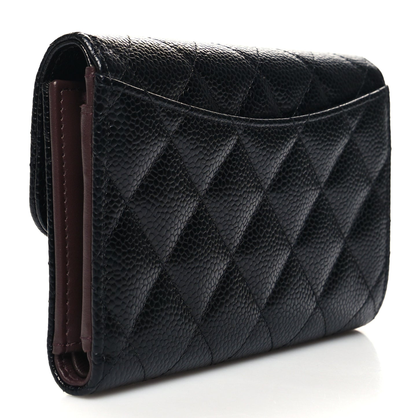 Caviar Quilted Medium Flap Wallet Black