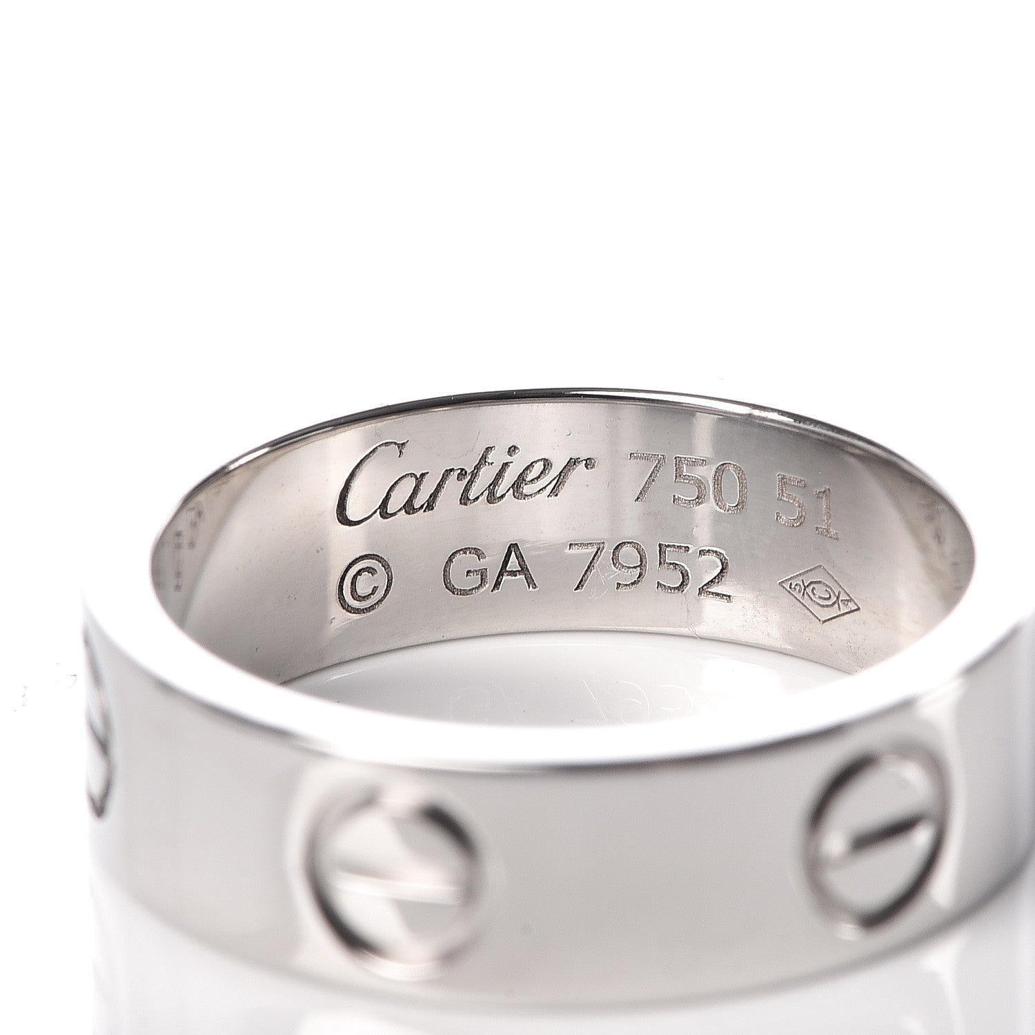 Cartier 18K White Gold 5.5mm LOVE Ring 51 5.75 4 of 4