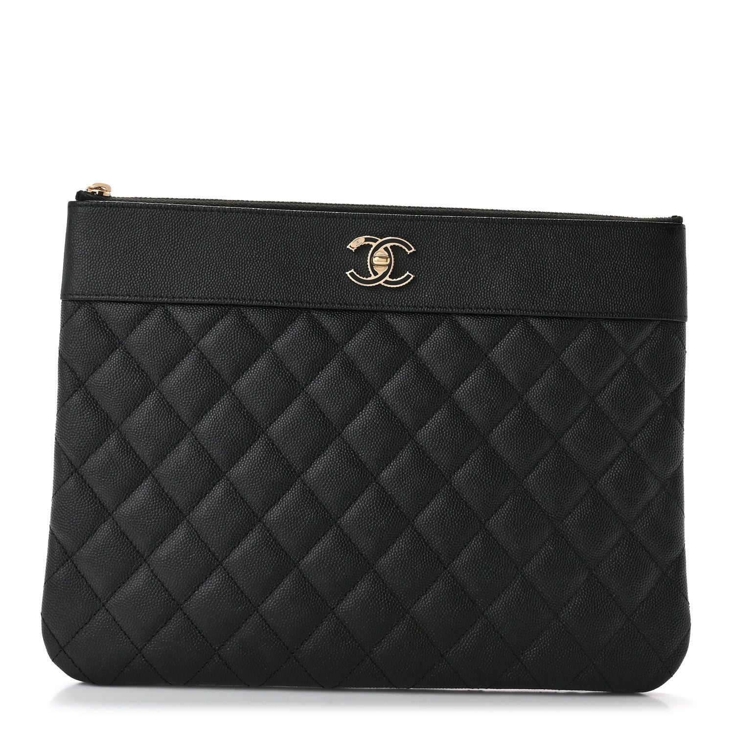 Chanel Caviar Quilted Mademoiselle Vintage Large Zip Pouch Black 1 of 11