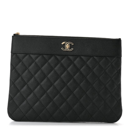 Chanel Caviar Quilted Mademoiselle Vintage Large Zip Pouch Black 1 of 11
