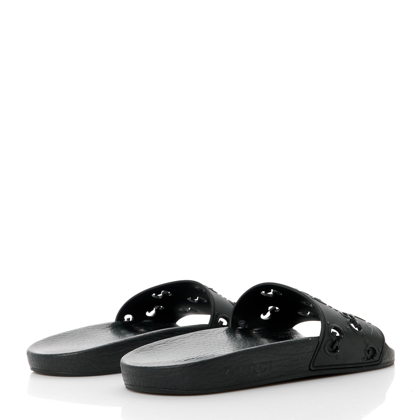 Rubber GG Monogram Perforated Womens Slide Sandals 39 Black