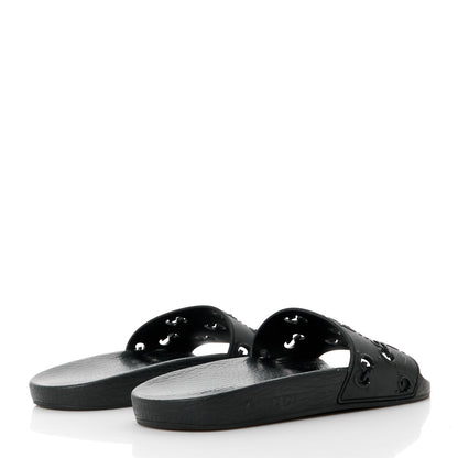 Gucci Rubber GG Monogram Perforated Womens Slide Sandals 39 Black 4 of 9