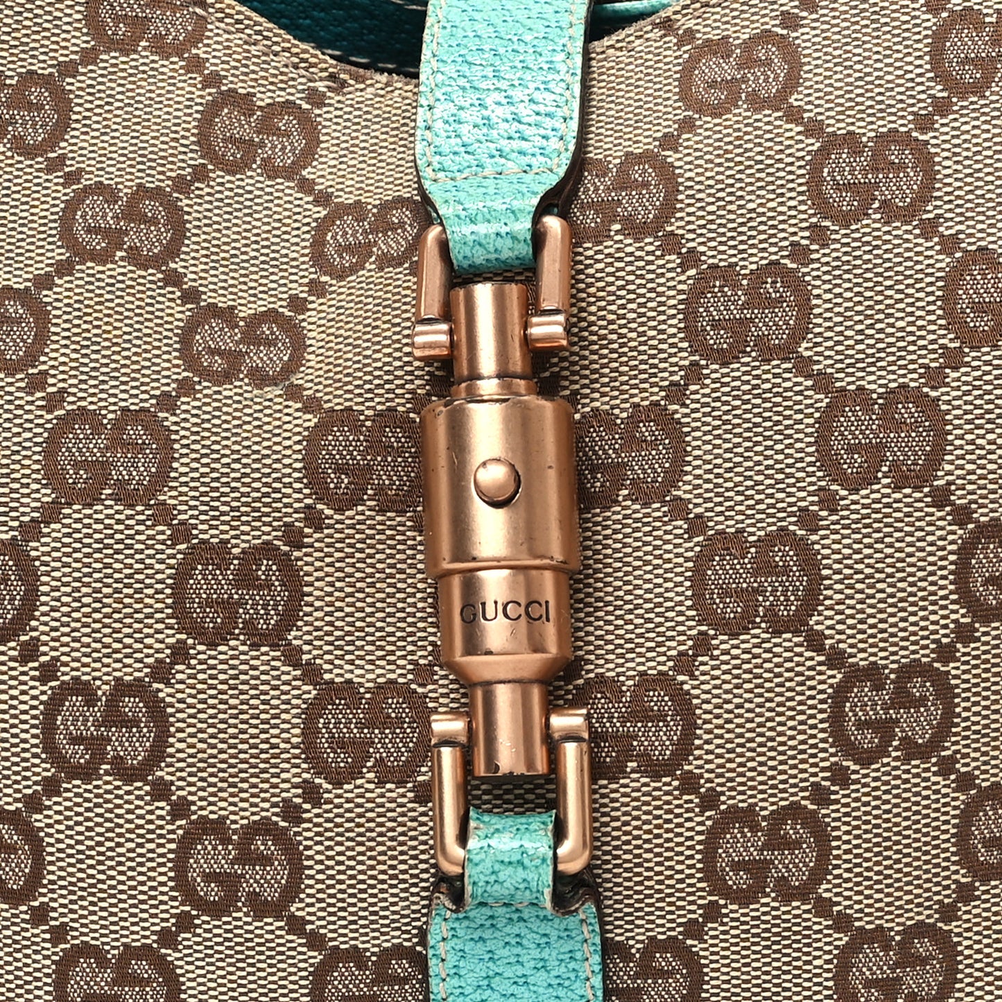 Monogram Calfskin Large Bardot Shoulder Bag Turquoise