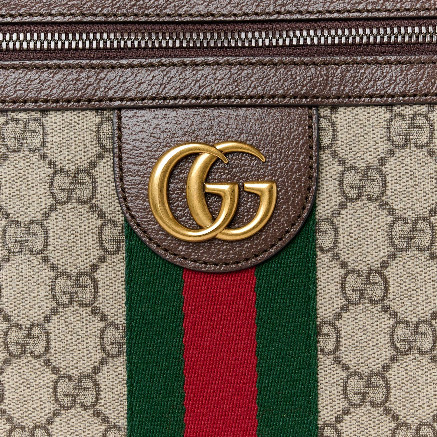 GG Supreme Monogram Web Small Ophidia Messenger Bag Brown