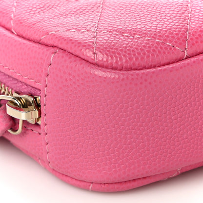 Chanel Caviar Quilted Small Curvy Pouch Cosmetic Case Pink 9 of 11