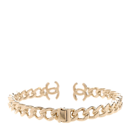 Chanel Metal CC Chain Link Choker Necklace S Gold 3 of 5