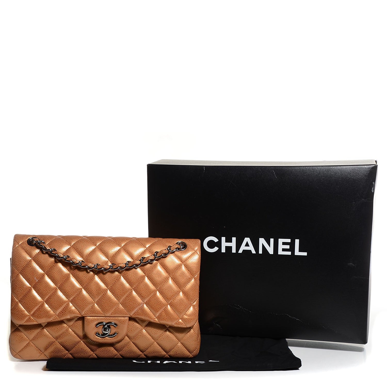 Chanel Metallic Caviar Quilted Jumbo Double Flap Copper 5 of 9