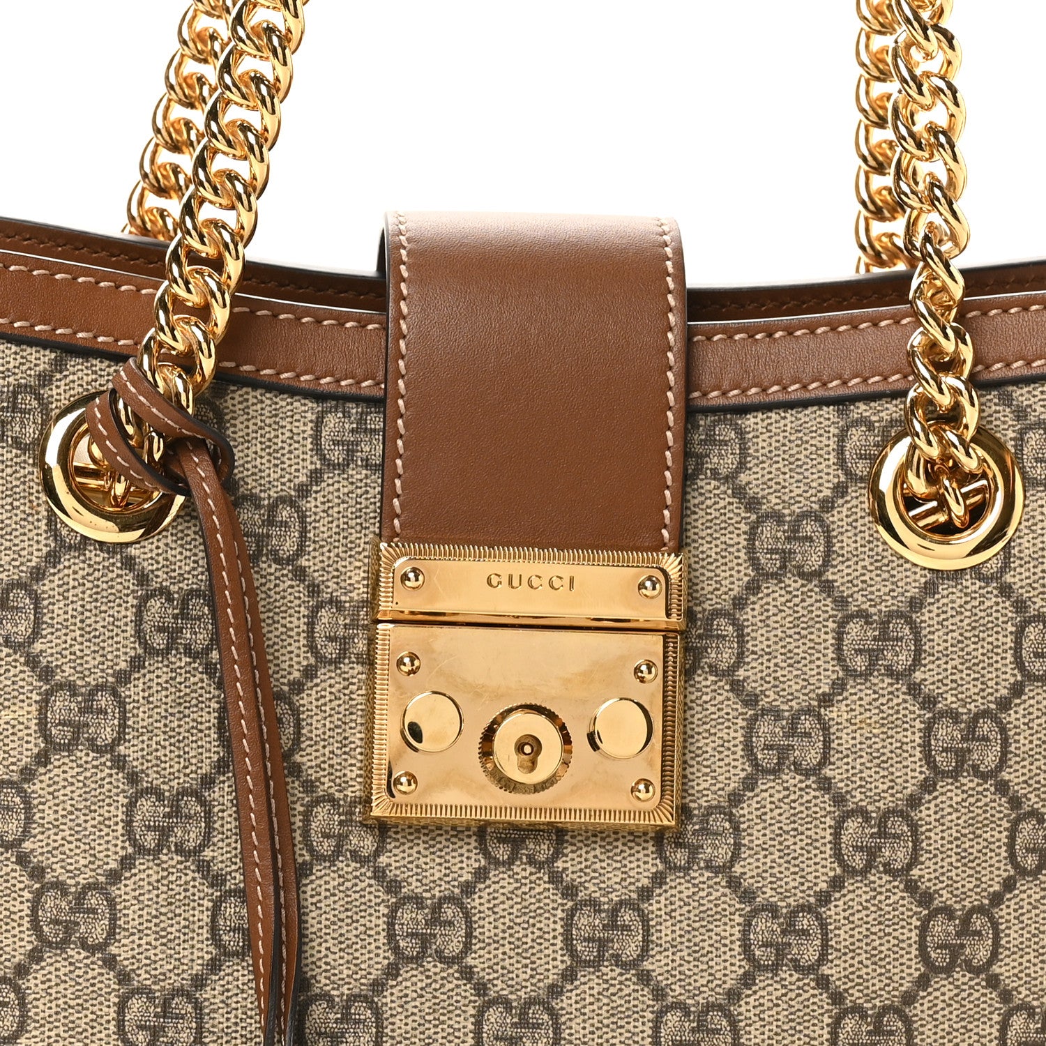 Gucci GG Supreme Monogram Calfskin Small Padlock Tote Beige Ebony Tuscany 8 of 10