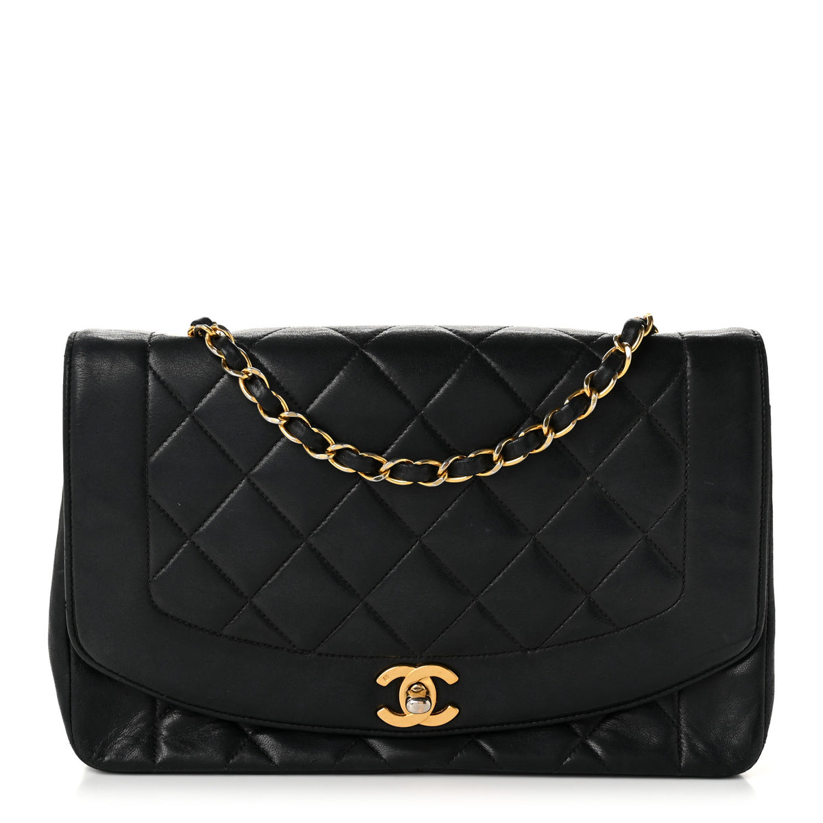 Lambskin Medium Single Flap Black