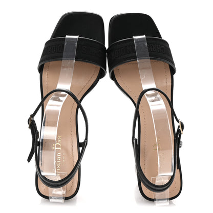 Christian Dior Canvas Embroidered Dway 80mm Sandals 41 Black 2 of 10