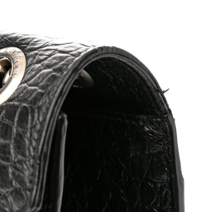 Saint Laurent Calfskin Crocodile Embossed Medium Monogram Envelope Chain Shoulder Bag Black 11 of 11