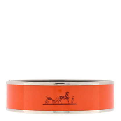 Hermes Enamel Printed Caleche Wide Bracelet 70 Orange 2 of 3