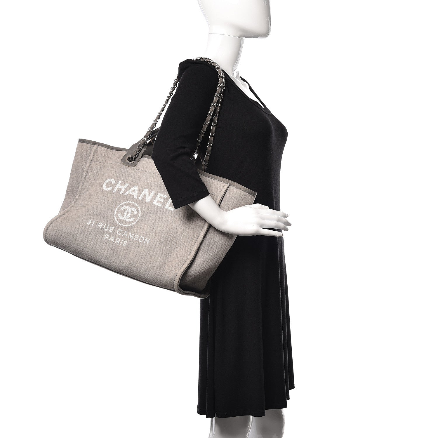 Chanel Canvas Large Deauville Tote Grey 2 of 16