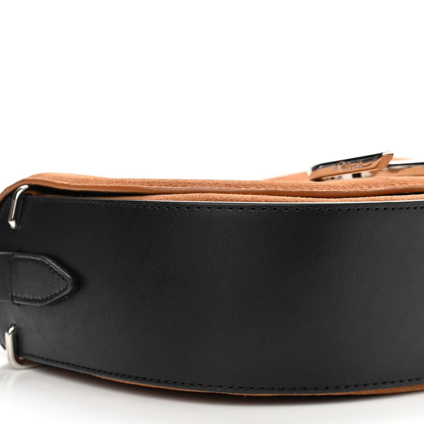 Suede Calfskin Alix Saddle Crossbody Bag Maple Black