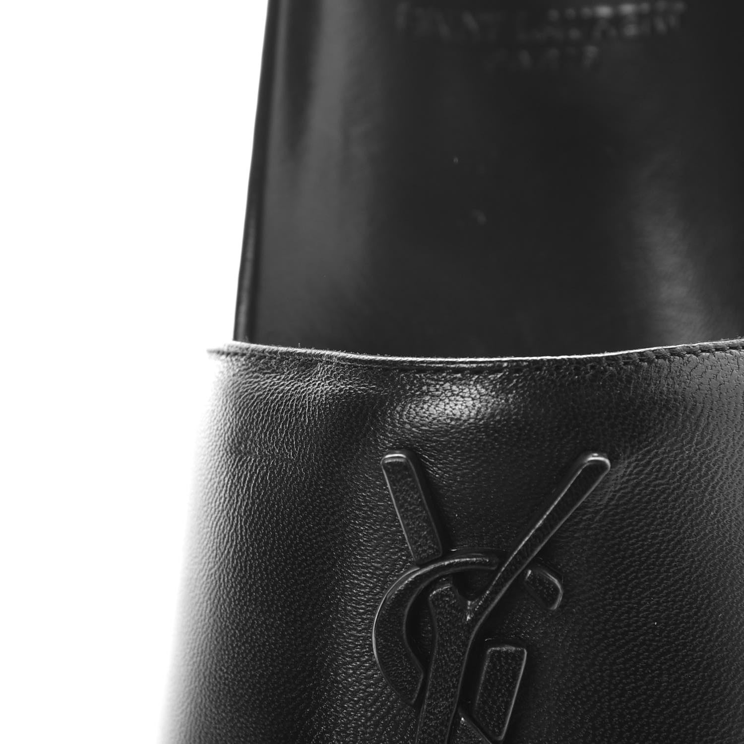Saint Laurent Calfskin Monogram Joan Slide Sandals 35.5 Black 10 of 11