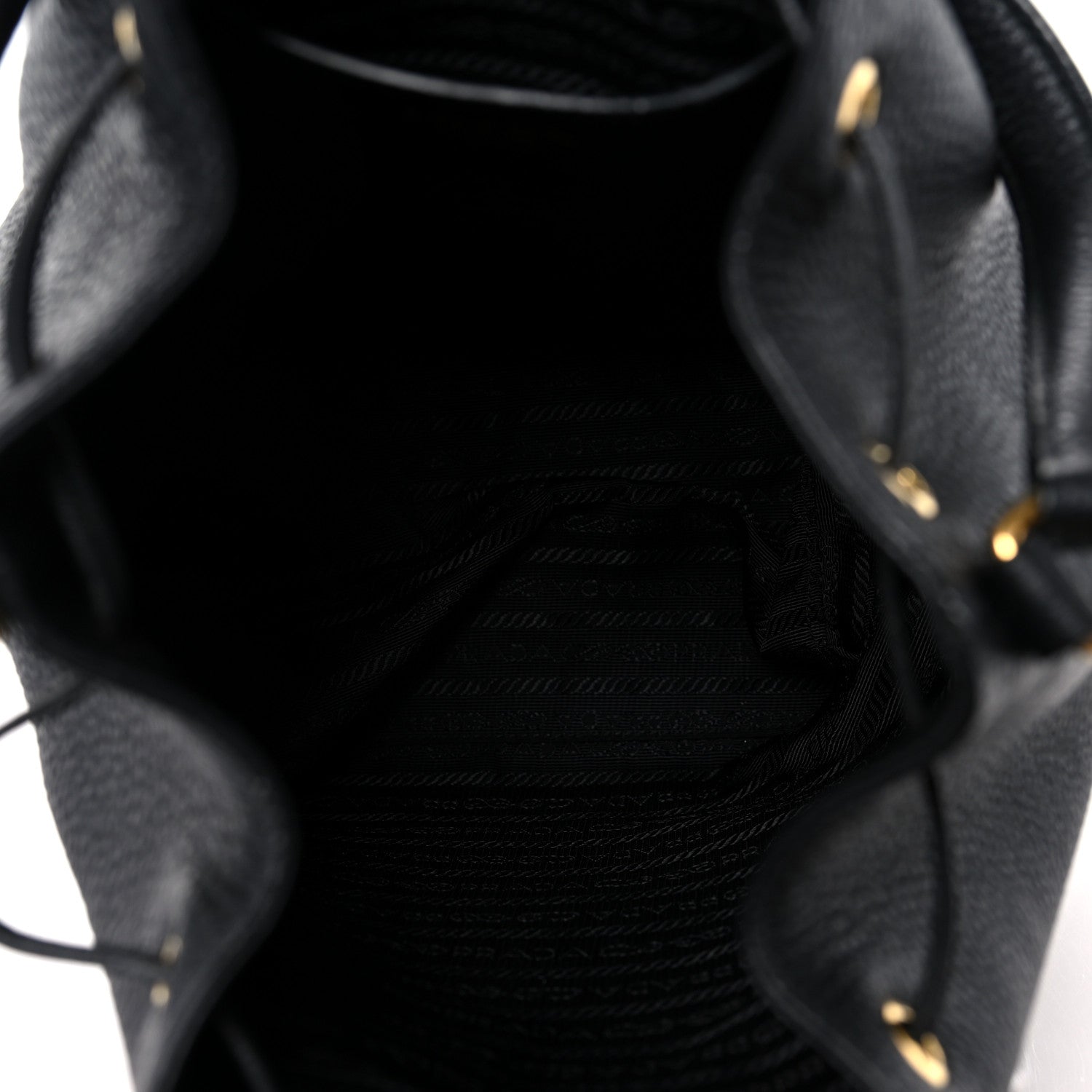 Prada Vitello Daino Drawstring Bucket Black 5 of 8