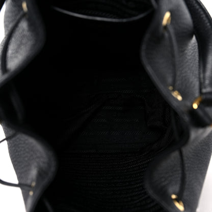 Prada Vitello Daino Drawstring Bucket Black 5 of 8