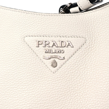 Prada Vitello Daino Soft Hobo Messenger Bag White 10 of 10