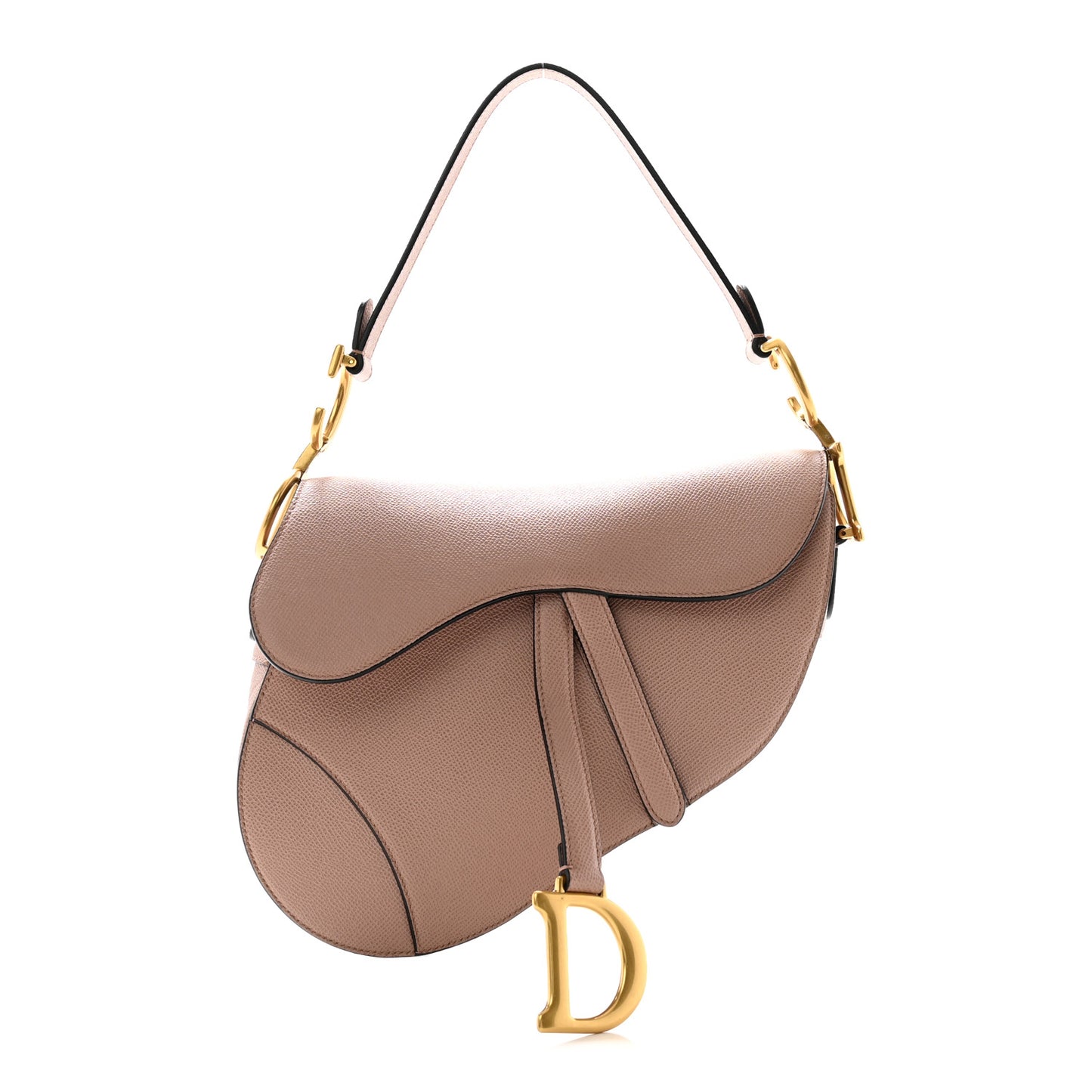 Grained Calfskin Saddle Bag With Strap Blush