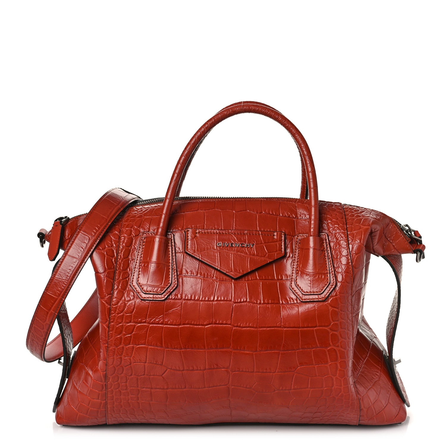 Givenchy Calfskin Crocodile Embossed Medium Soft Antigona Paprika 1 of 9