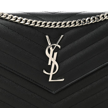 Saint Laurent Grain De Poudre Matelasse Chevron Monogram Chain Wallet Black 7 of 10