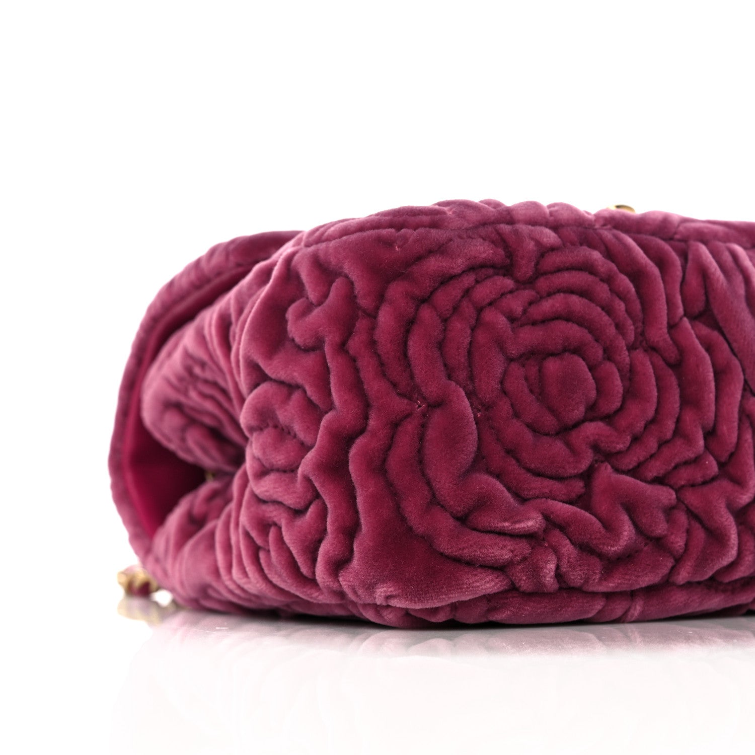 Chanel Velvet Camellia Embossed Mini Square Flap Pink 9 of 11