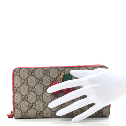 Gucci GG Supreme Monogram Cherries Zip Around Wallet Hibiscus Red 2 of 7