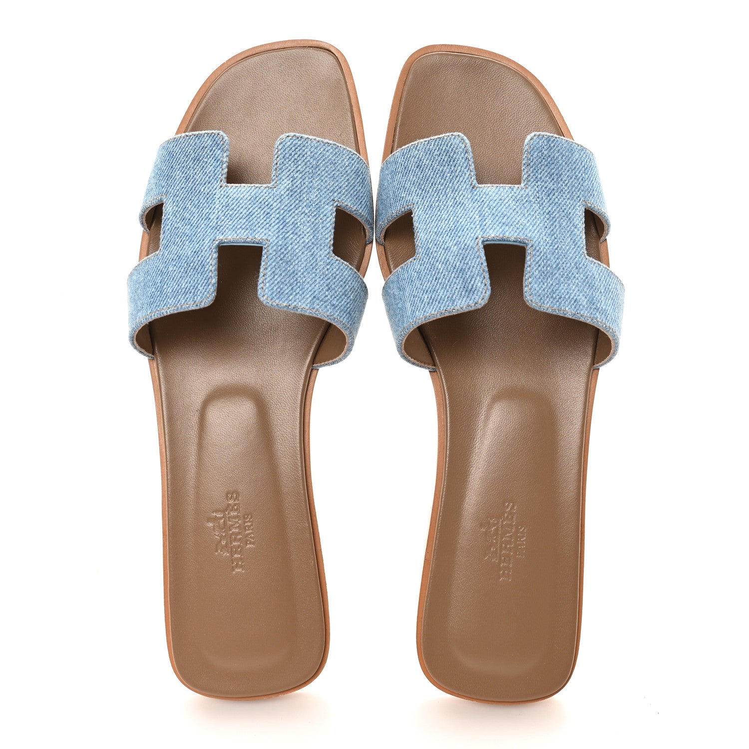 Hermes Denim Canvas Oran Sandals 39 Bleu Clair 2 of 10