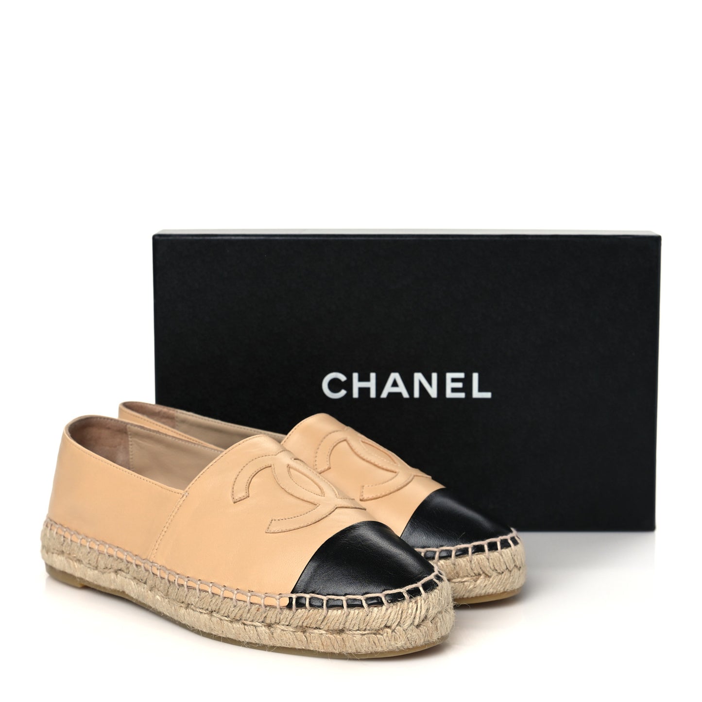 Lambskin CC Espadrilles 38 Beige Black
