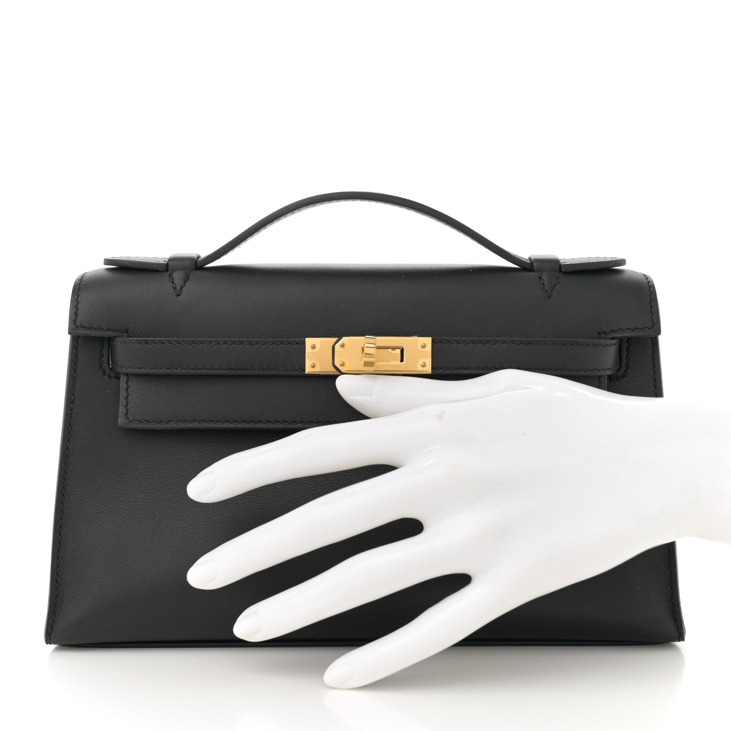 Hermes Swift Kelly Pochette Clutch Black 2 of 11