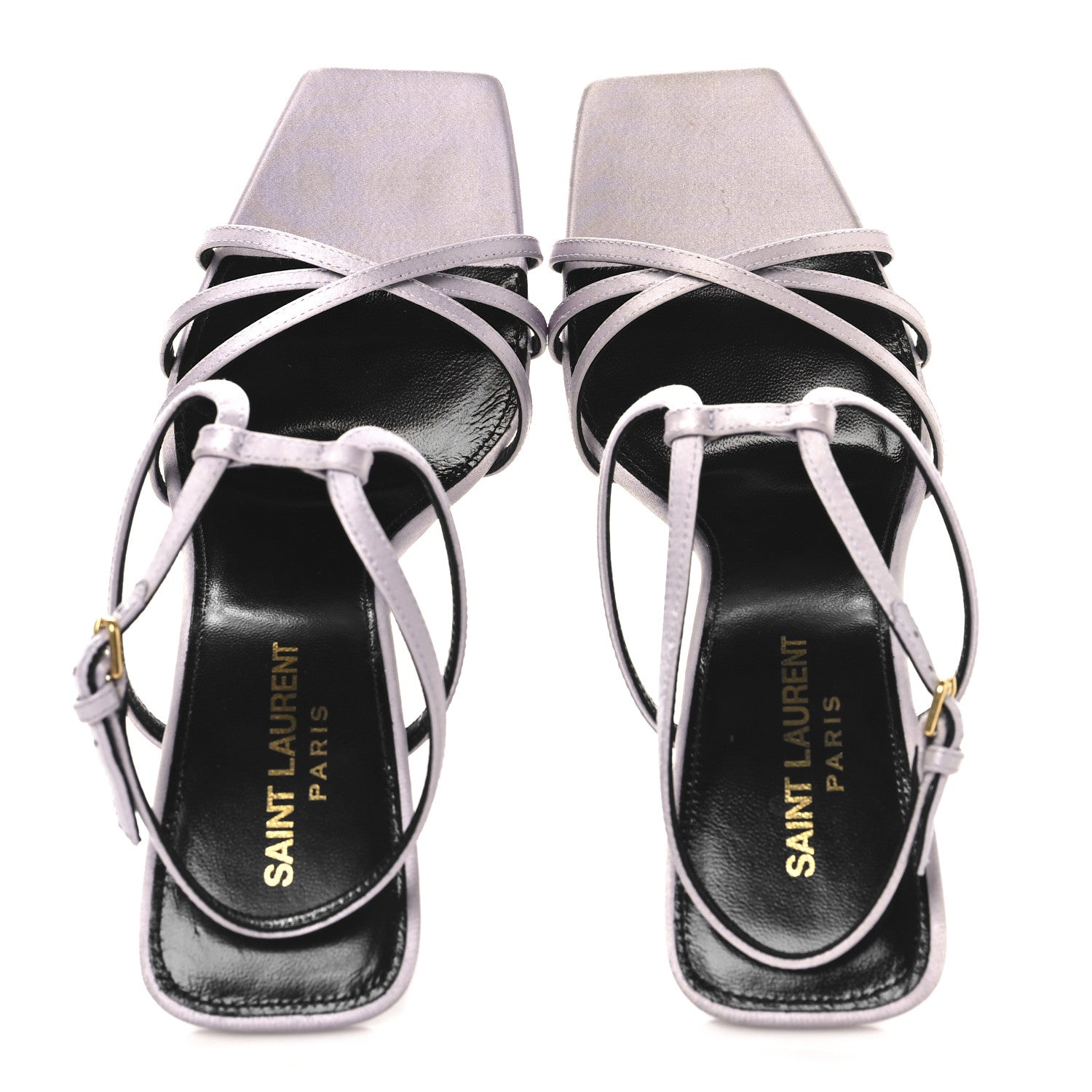 Saint Laurent Crepe Satin Baliqua 105 Ankle Strap Sandals 37.5 Poly Grey 2 of 11