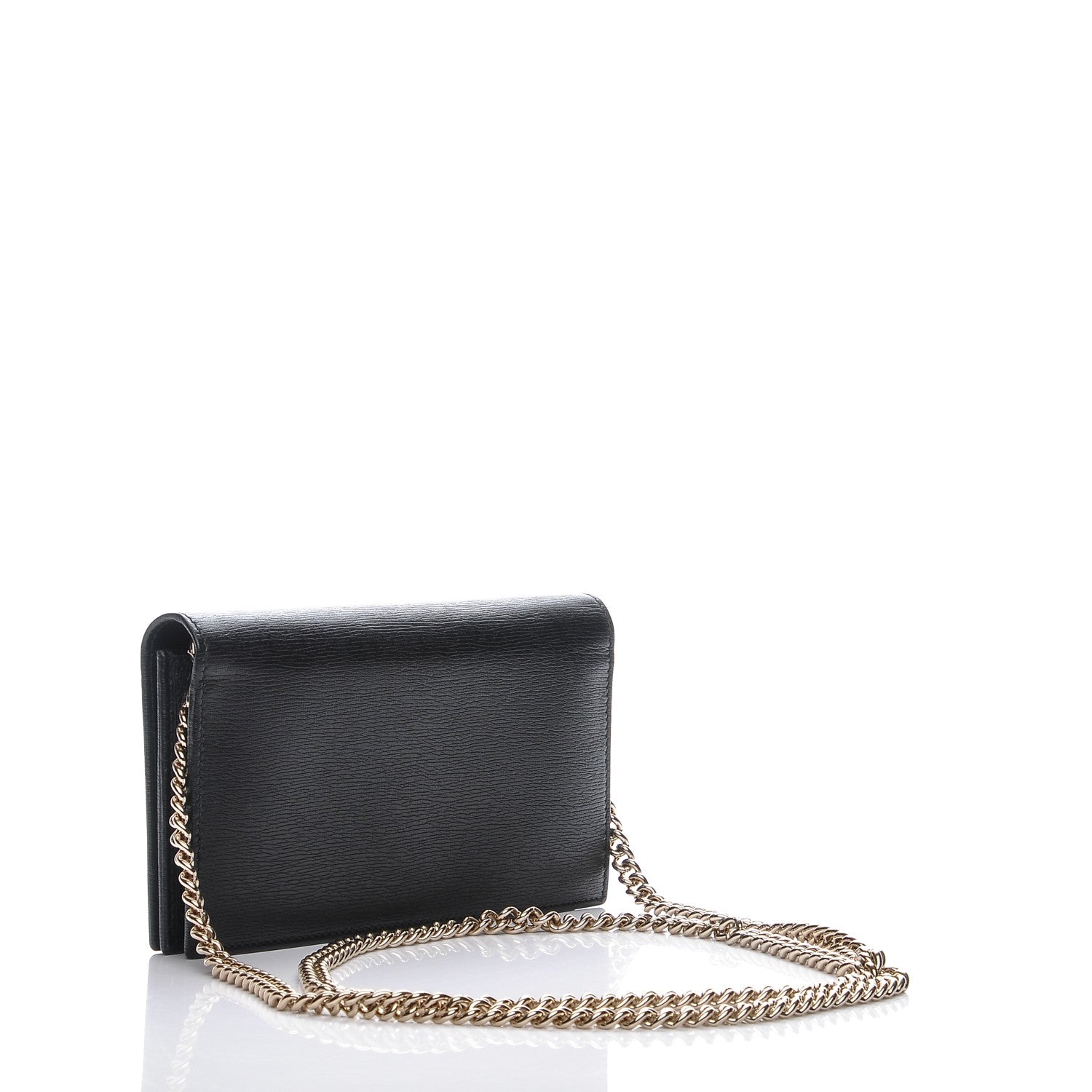 Gucci Textured Calfskin Medium Betty Chain Wallet Black 3 of 8