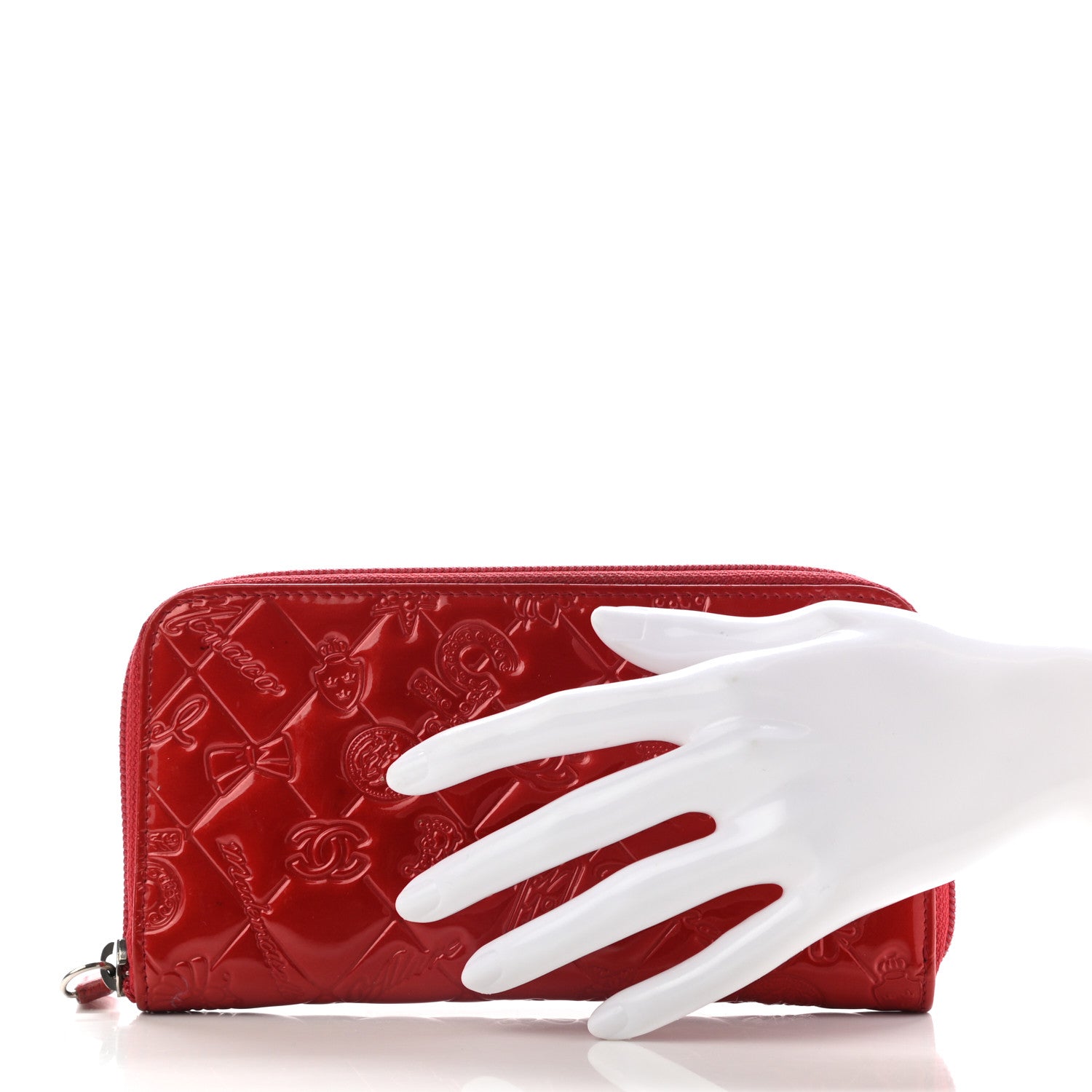 Chanel Patent Calfskin Lucky Symbols Zip Around Wallet Red 2 of 15