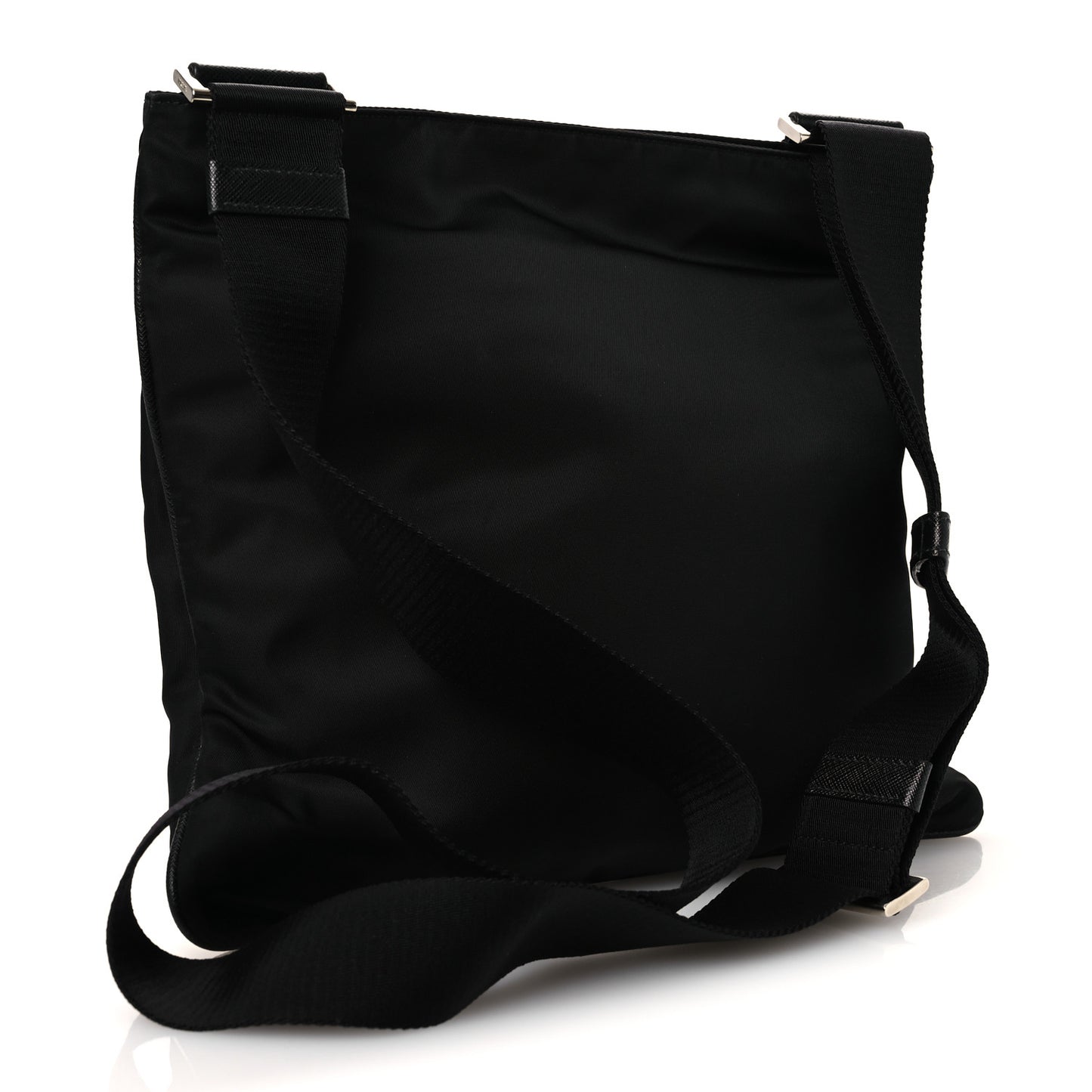 Tessuto Nylon Saffiano Flat Messenger Bag Black