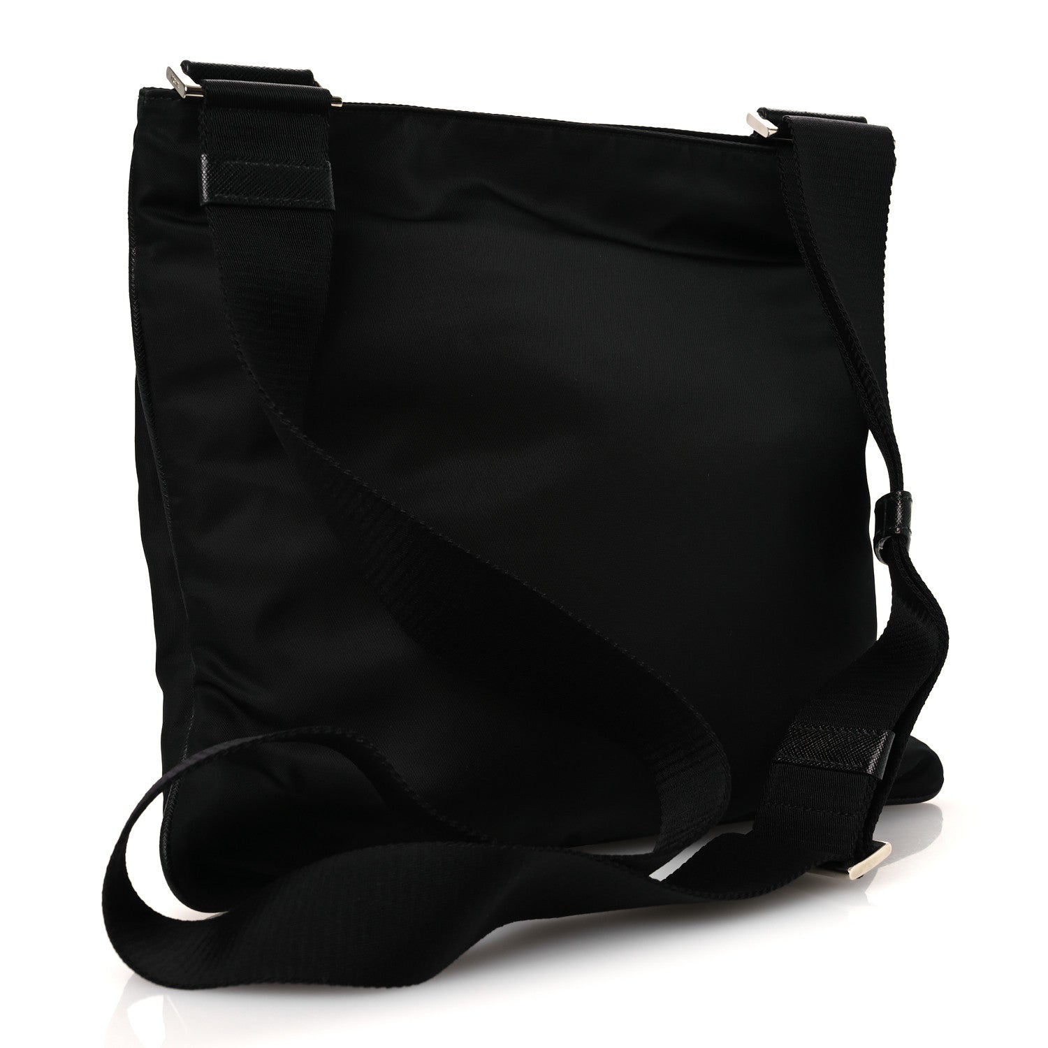 Prada Tessuto Nylon Saffiano Flat Messenger Bag Black 2 of 12