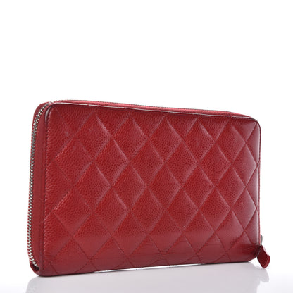 Chanel Caviar Quilted Large Zip Around Organizer Wallet Red 3 of 19