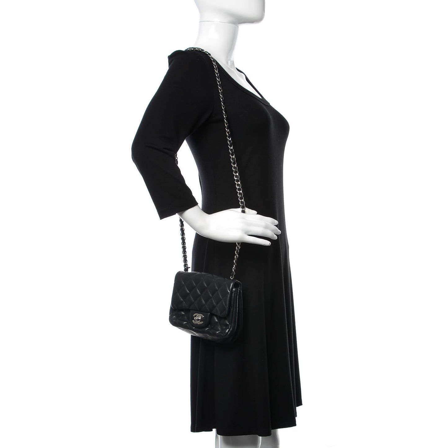 Lambskin Quilted Mini Square Flap Black