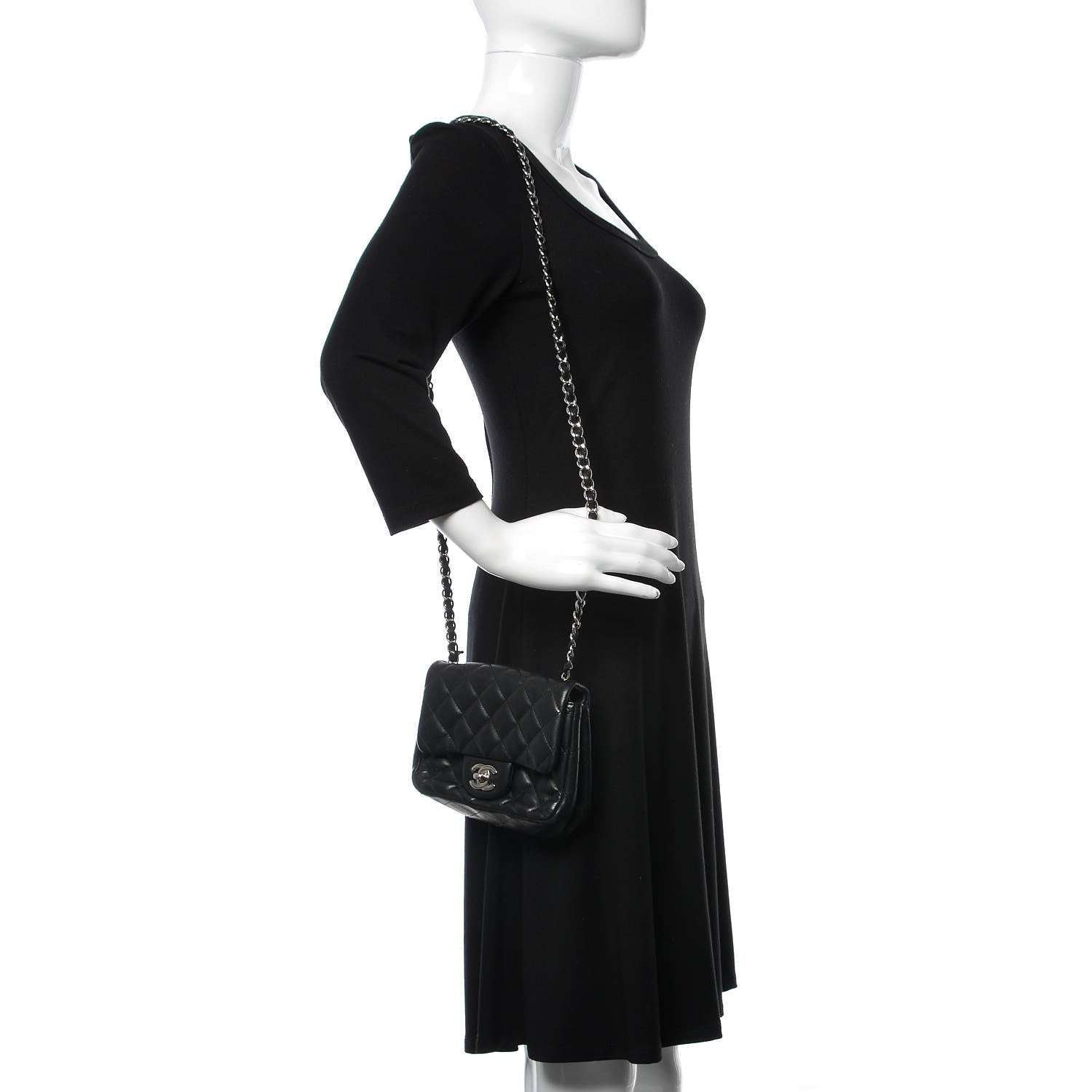 Chanel Lambskin Quilted Mini Square Flap Black 2 of 10