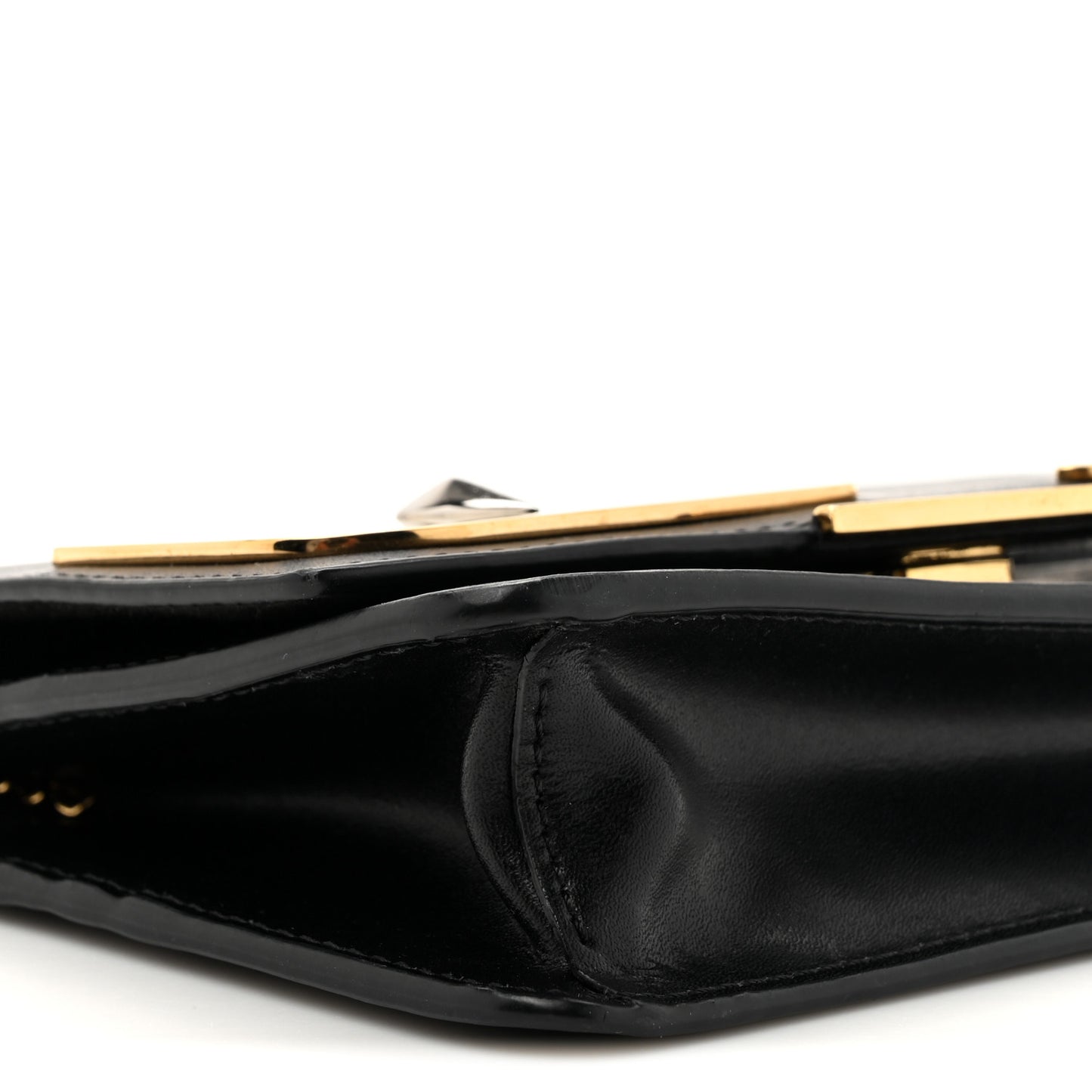 Vitello Liberty Lucido Metal Monster Eyes Tube Wallet on Chain Black