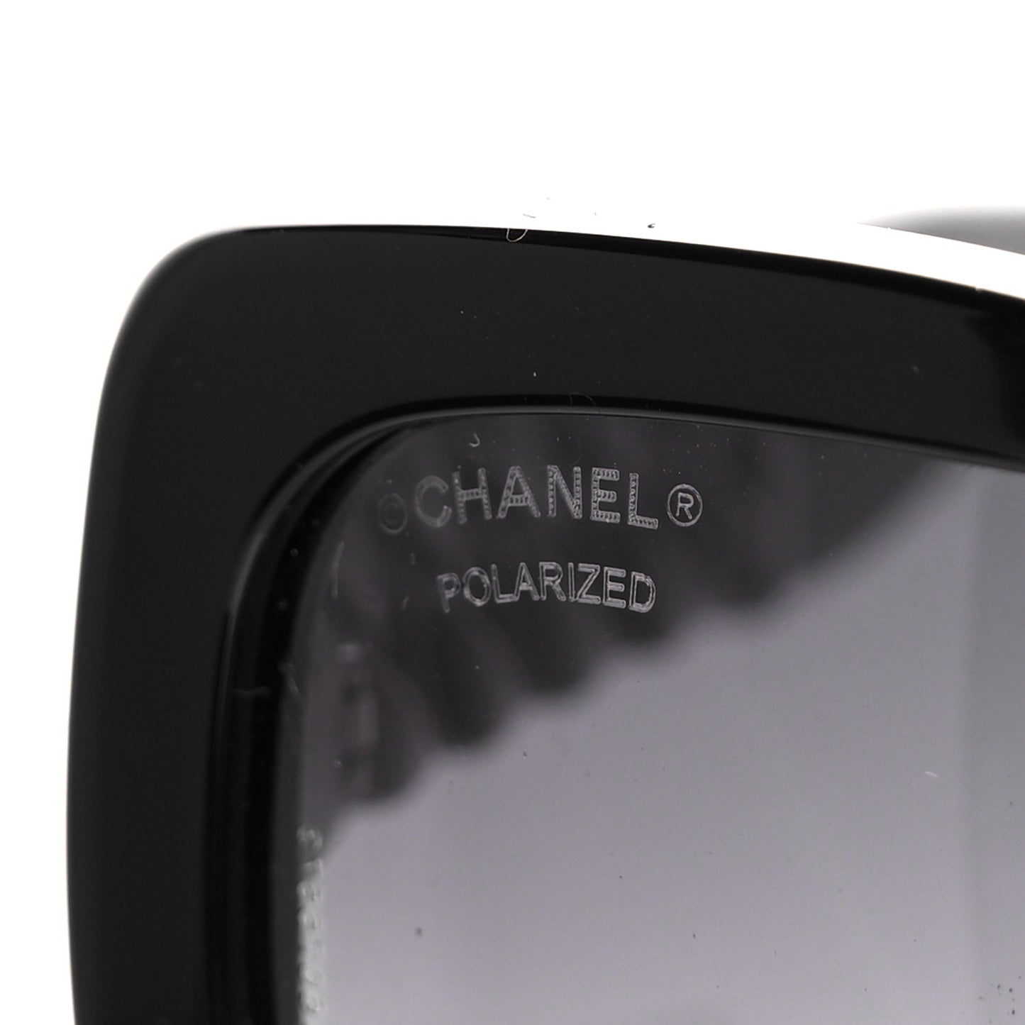 Acetate Metal Polarized Chain Square Sunglasses 5305 Black