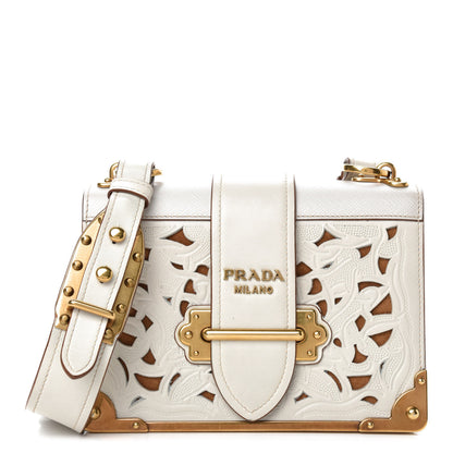 Prada City Calf Saffiano Laser Cut Cahier Bag Talco 1 of 9
