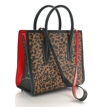 Christian Louboutin Calfskin Leopard Jacquard Spiked Medium Paloma Black 2 of 10