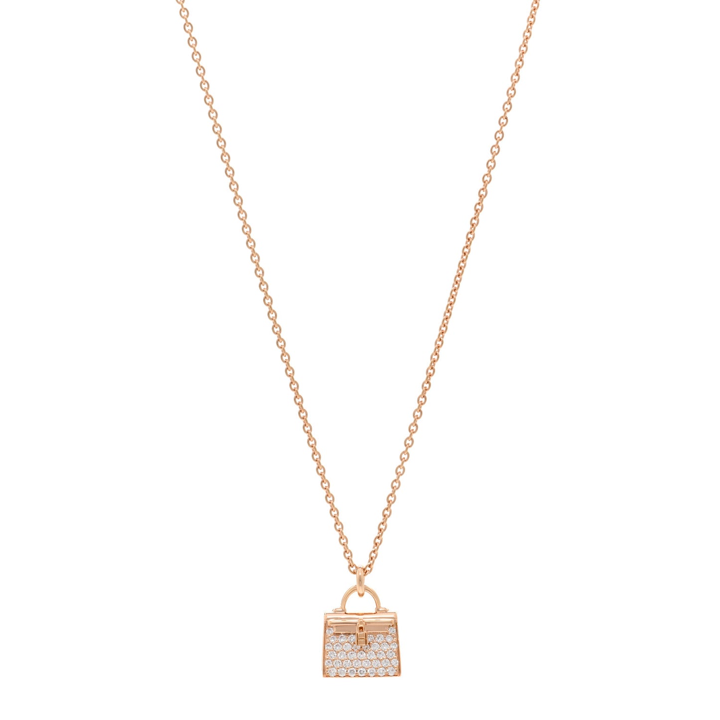 18K Rose Gold Diamond Kelly Amulettes Pendant Necklace