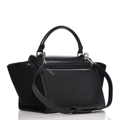Celine Drummed Calfskin Suede Small Trapeze Black 4 of 9