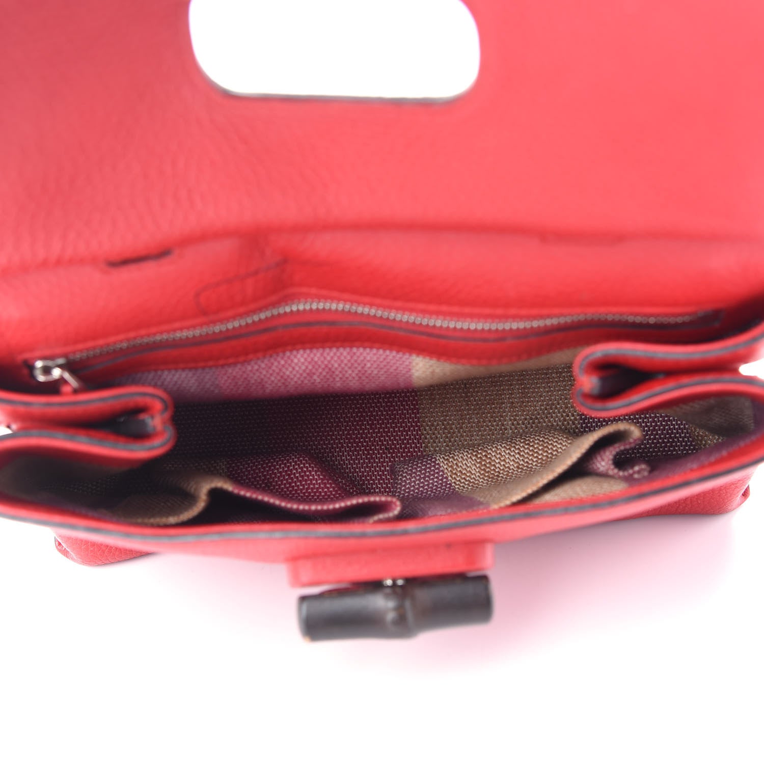 Gucci Cellarius Calfskin Small Bamboo Daily Top Handle Bag Hibiscus Red 5 of 13