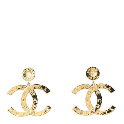 Chanel Metal Large Paris Button Earrings Gold 1 of 4