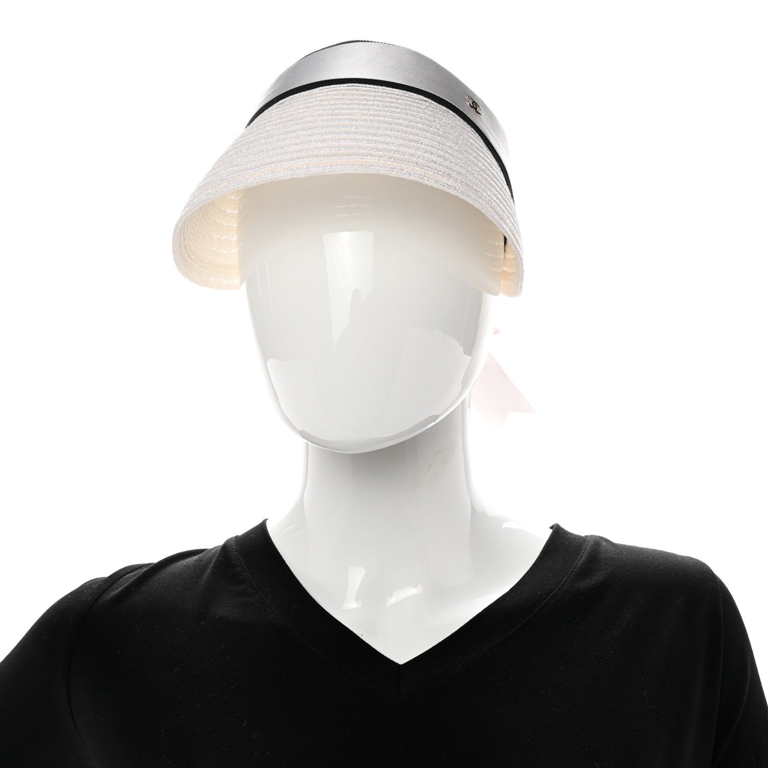 Chanel Abaca Cotton Ribbon Visor S Ecru White 1 of 8